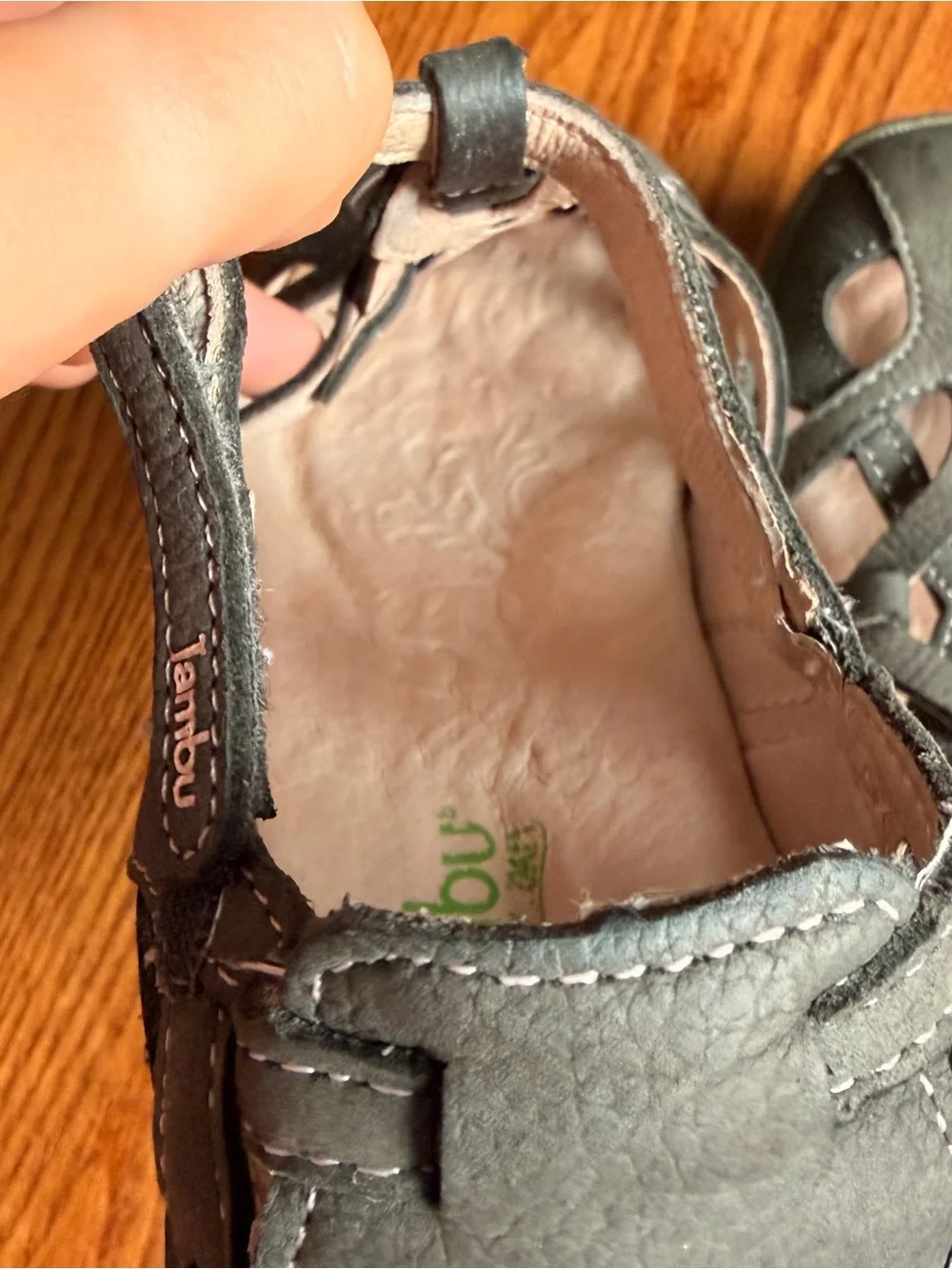 Jambu Women's Gray Cutout Leather Slingback Sandals